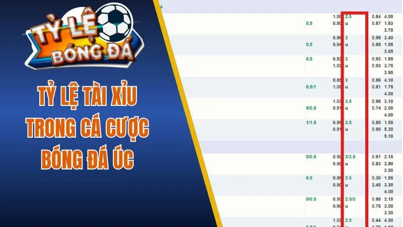 Tỷ lệ Tài Xỉu trong bóng đá Úc